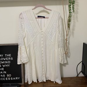 Bohemian White Lace Bell Sleeve Dress